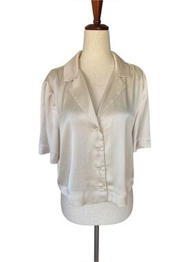 Reformation Hanson Satin Top in Ivory Small